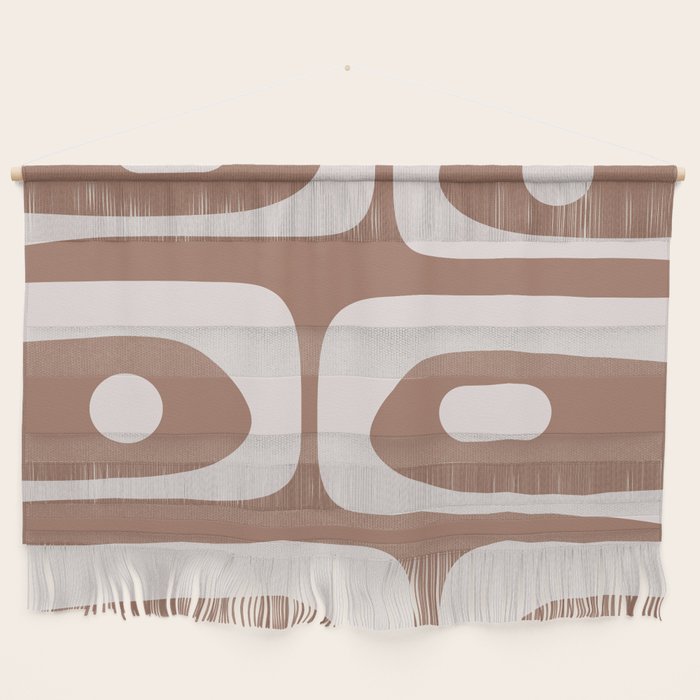 Mid Century Modern Abstract Piquet Retro Pattern in Mocha Brown Latte Wall Hanging Gallery Image 1