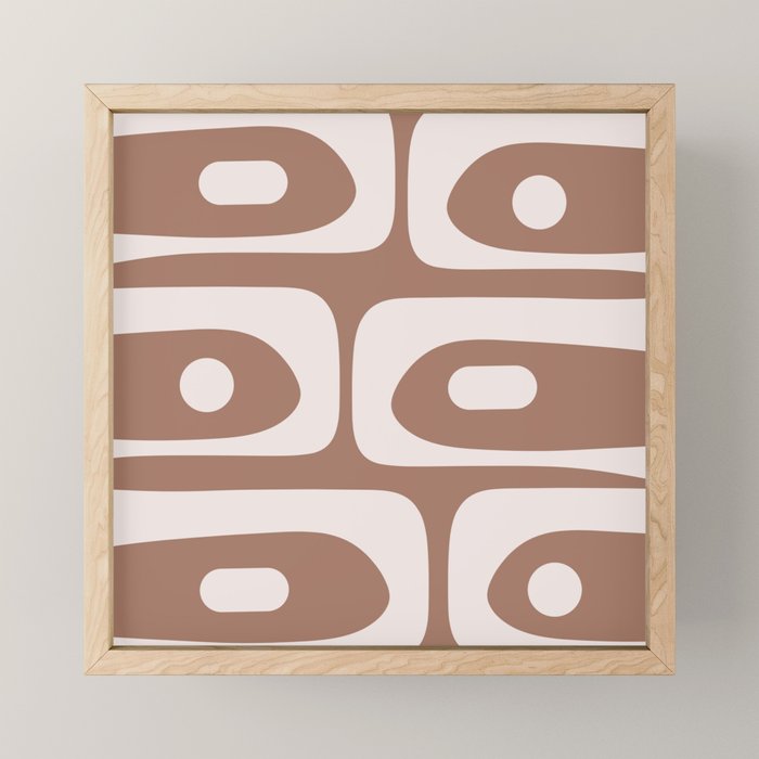 Mid Century Modern Abstract Piquet Retro Pattern in Mocha Brown Latte Mini Art Print Gallery Image 1