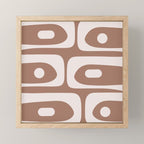 Mid Century Modern Abstract Piquet Retro Pattern in Mocha Brown Latte Mini Art Print Gallery Image 1