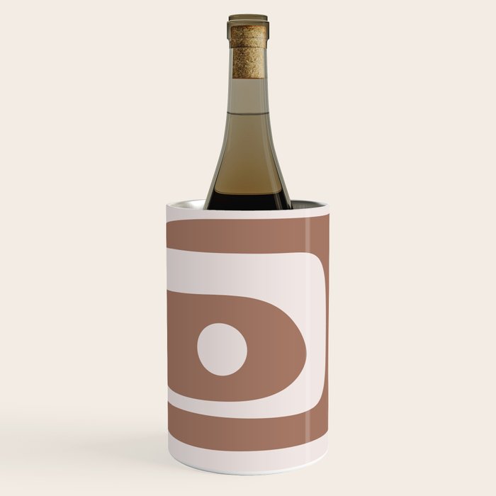 Mid Century Modern Abstract Piquet Retro Pattern in Mocha Brown Latte Wine Chiller Gallery Image 2