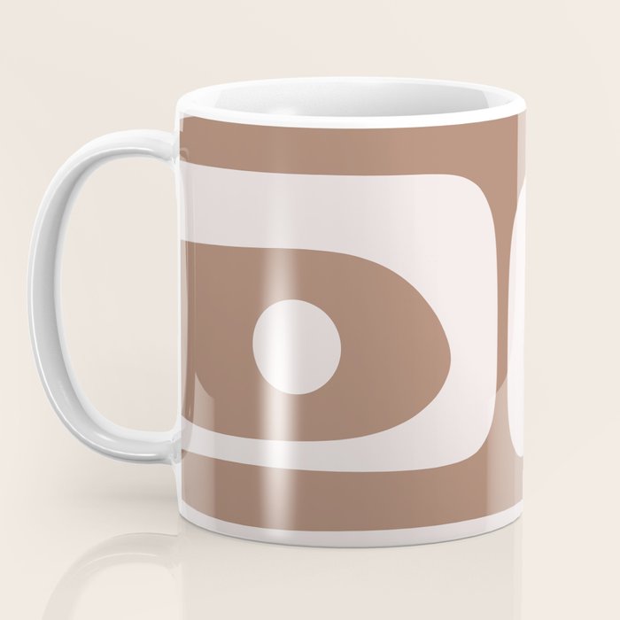 Mid Century Modern Abstract Piquet Retro Pattern in Mocha Brown Latte Coffee Mug Gallery Image 3