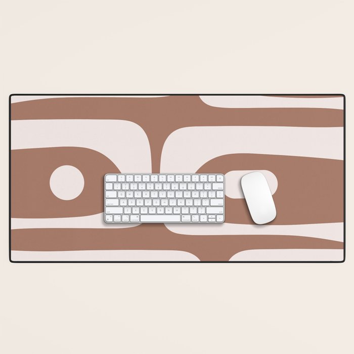Mid Century Modern Abstract Piquet Retro Pattern in Mocha Brown Latte Desk Mat Gallery Image 1