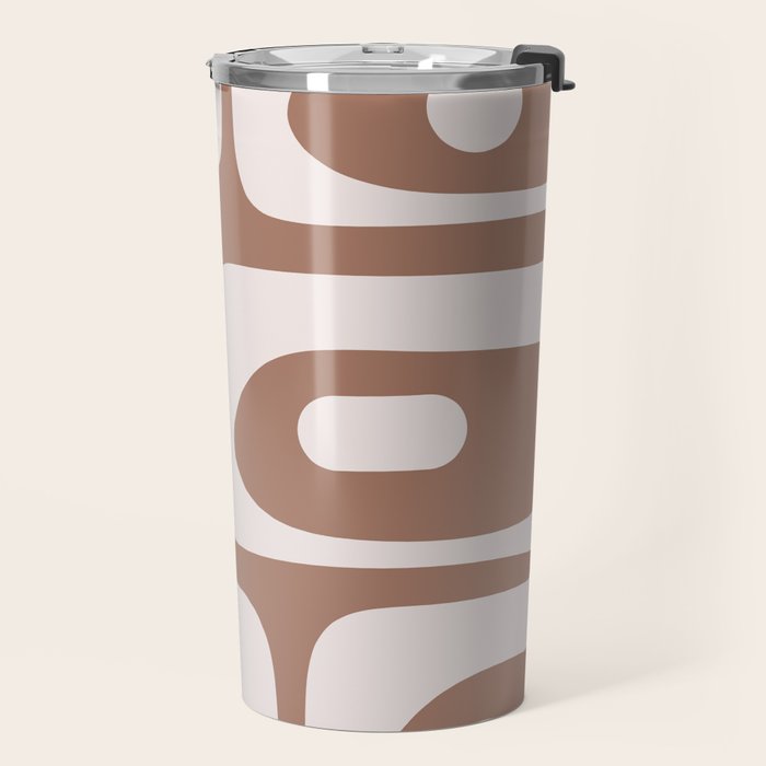 Mid Century Modern Abstract Piquet Retro Pattern in Mocha Brown Latte Travel Mug Gallery Image 2