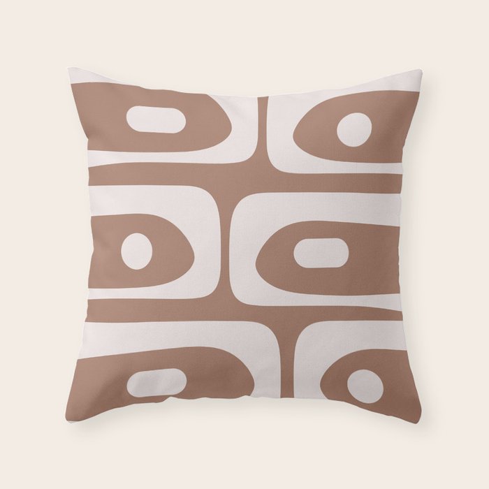 Mid Century Modern Abstract Piquet Retro Pattern in Mocha Brown Latte Throw Pillow Gallery Image 6