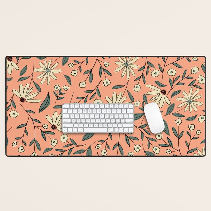 Vintage Floral Neutral - Peach Desk Mat Gallery Image 1
