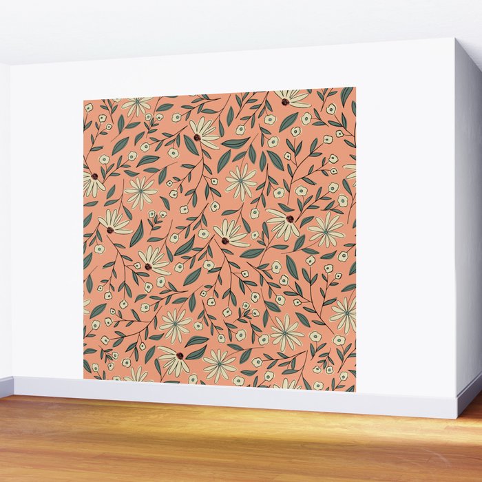 Vintage Floral Neutral - Peach Wall Mural Gallery Image 2