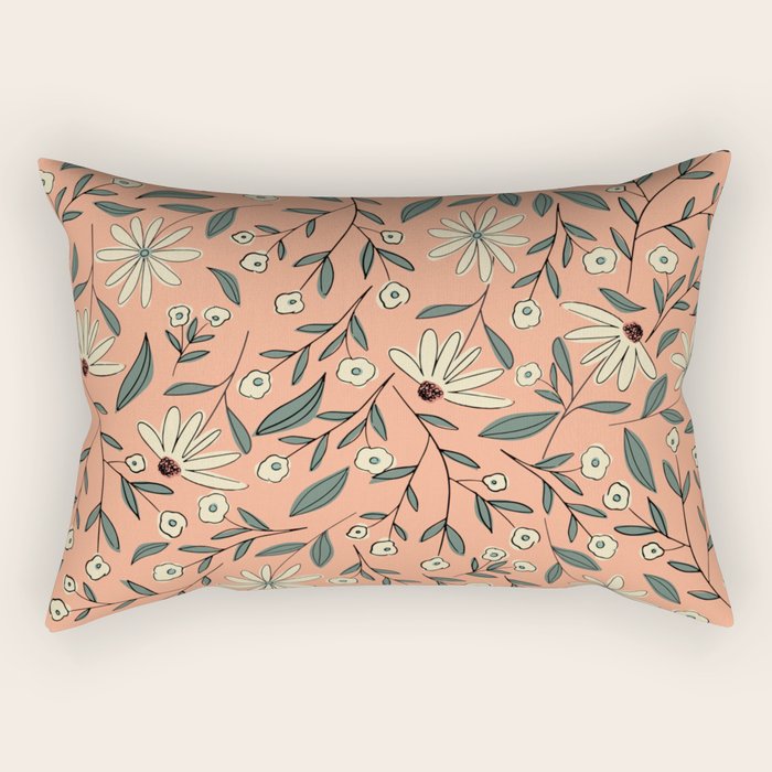 Vintage Floral Neutral - Peach Rectangular Pillow Gallery Image 2