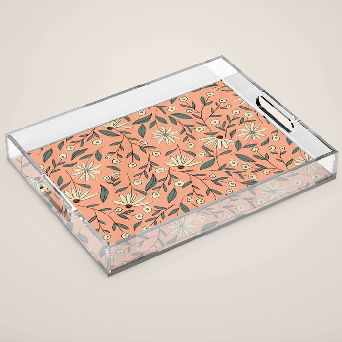 Vintage Floral Neutral - Peach Acrylic Tray Gallery Image 1