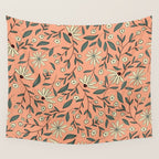 Vintage Floral Neutral - Peach Wall Tapestry Gallery Image 4