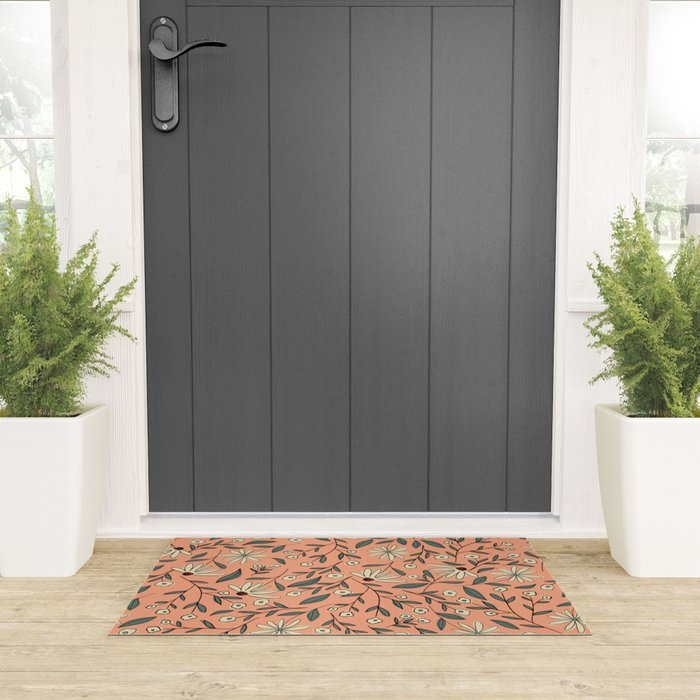Vintage Floral Neutral - Peach Welcome Mat Gallery Image 3