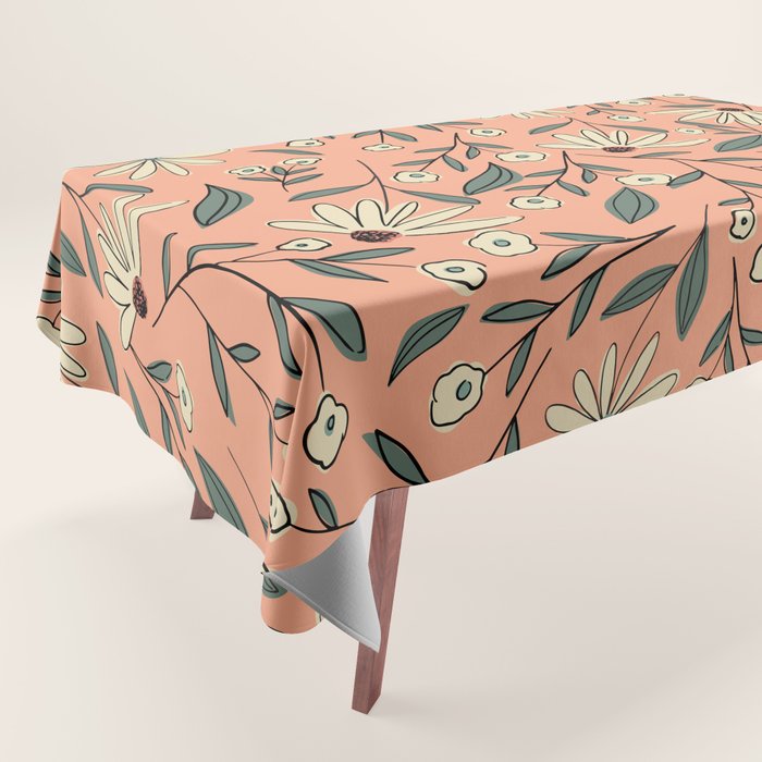 Vintage Floral Neutral - Peach Tablecloth Gallery Image 1