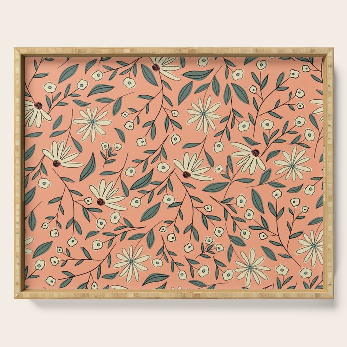 Vintage Floral Neutral - Peach Serving Tray Gallery Image 1