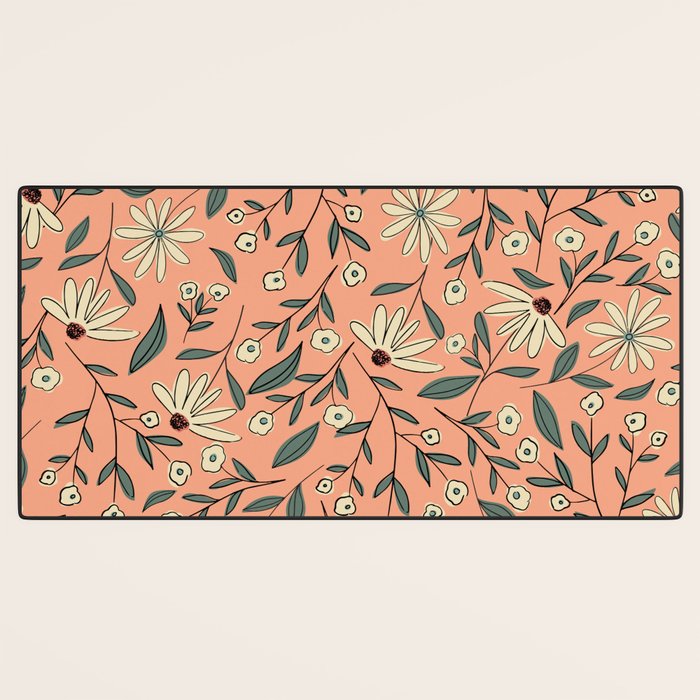 Vintage Floral Neutral - Peach Desk Mat Gallery Image 3