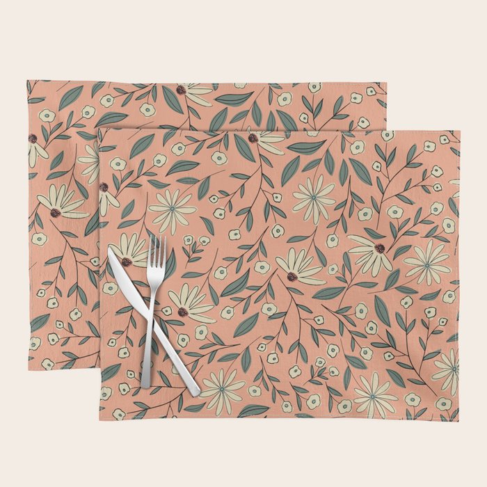 Vintage Floral Neutral - Peach Placemat Gallery Image 1
