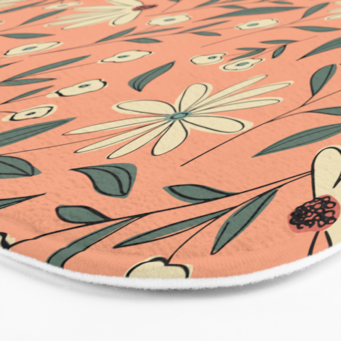 Vintage Floral Neutral - Peach Bath Mat Gallery Image 3