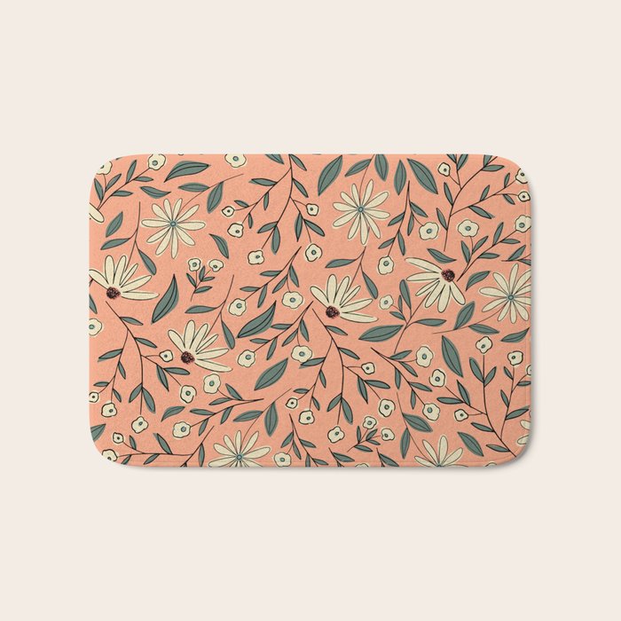 Vintage Floral Neutral - Peach Bath Mat Gallery Image 1