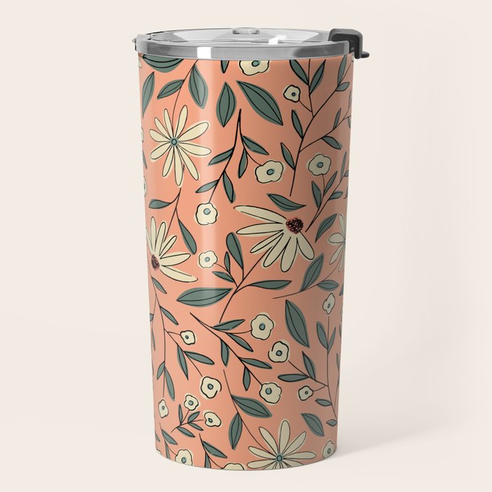 Vintage Floral Neutral - Peach Travel Mug Gallery Image 2