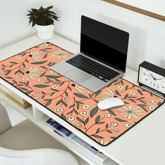 Vintage Floral Neutral - Peach Desk Mat Gallery Image 2