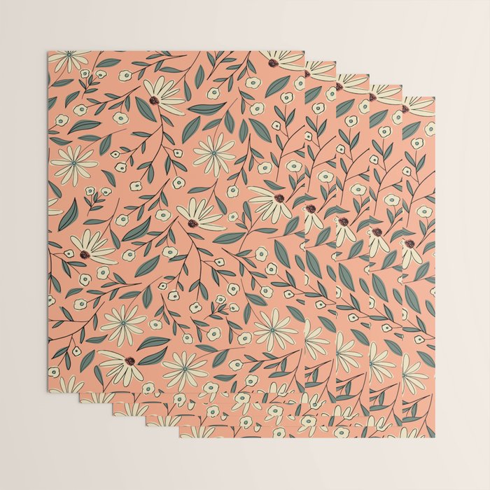 Vintage Floral Neutral - Peach Wrapping Paper Gallery Image 3