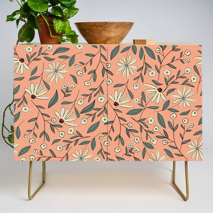 Vintage Floral Neutral - Peach Credenza Gallery Image 1
