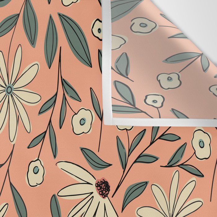 Vintage Floral Neutral - Peach Wall Tapestry Gallery Image 3