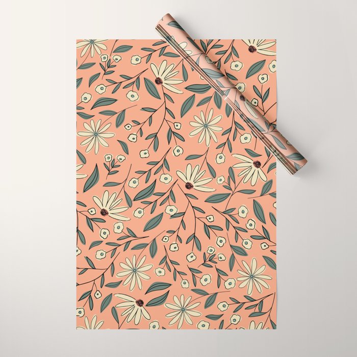 Vintage Floral Neutral - Peach Wrapping Paper Gallery Image 1