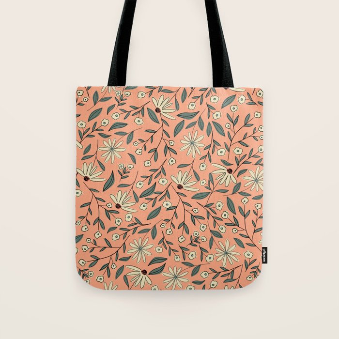 Vintage Floral Neutral - Peach Tote Bag Gallery Image 1