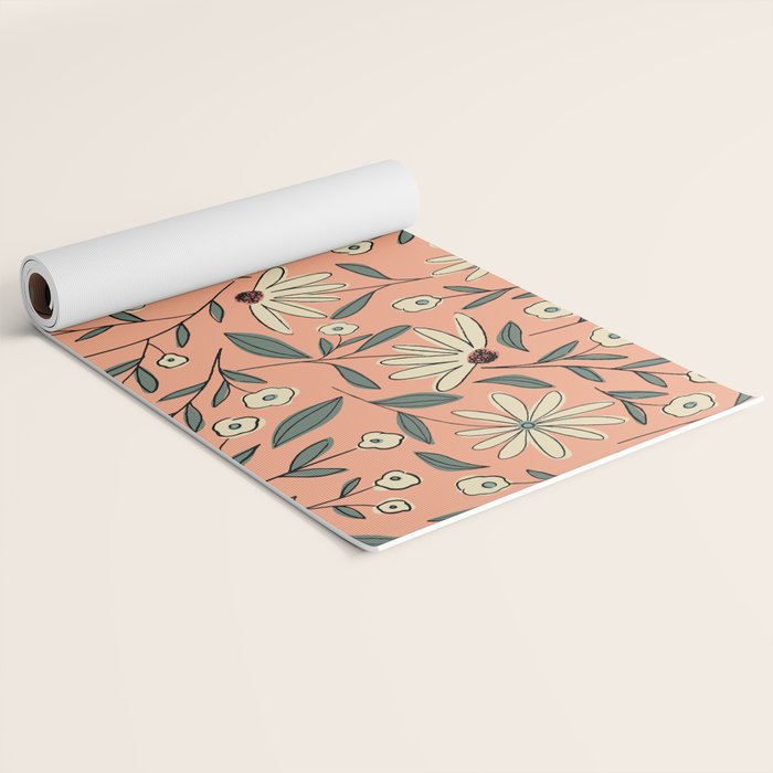 Vintage Floral Neutral - Peach Yoga Mat Gallery Image 2