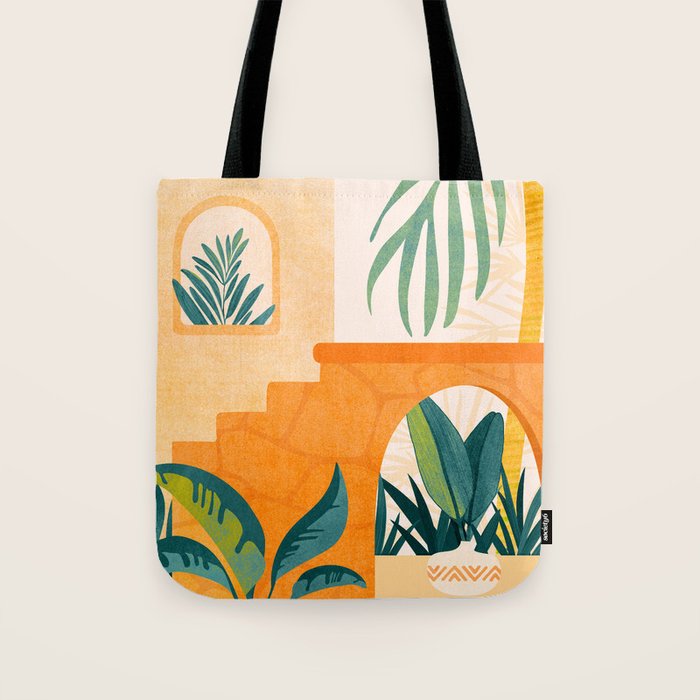 Wandering The Tropical Garden - Colorful Landscape Tote Bag Gallery Image 1