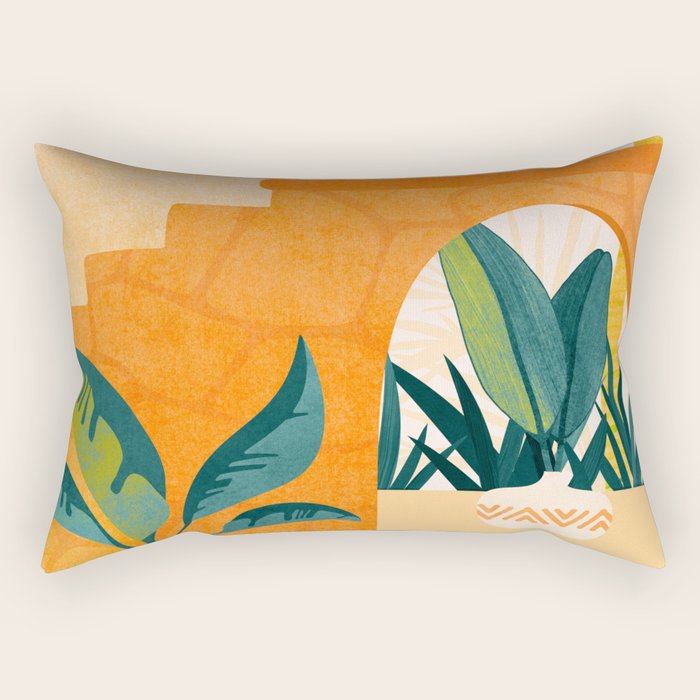 Wandering The Tropical Garden - Colorful Landscape Rectangular Pillow Gallery Image 1