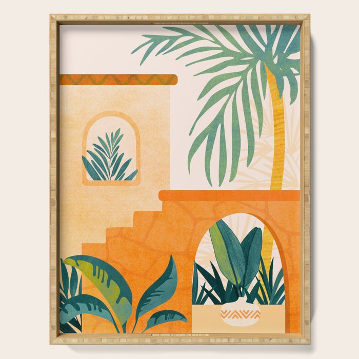 Wandering The Tropical Garden - Colorful Landscape Serving Tray Gallery Image 1
