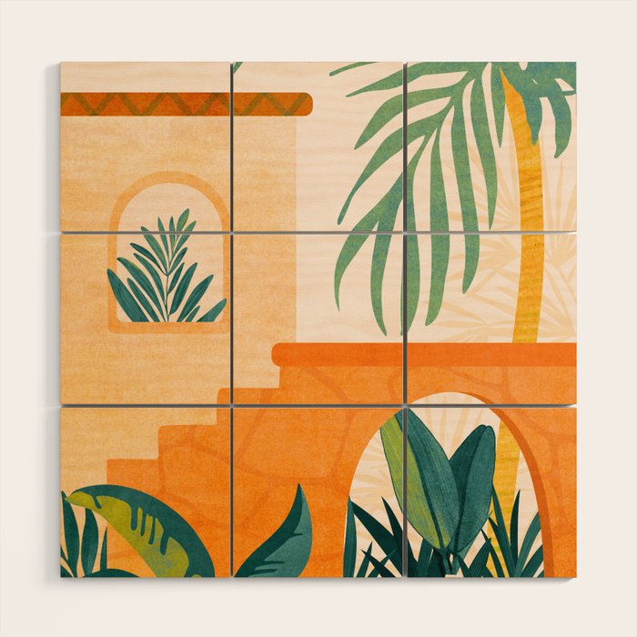 Wandering The Tropical Garden - Colorful Landscape Wood Wall Art Gallery Image 1