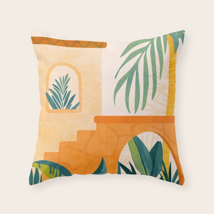 Wandering The Tropical Garden - Colorful Landscape Throw Pillow Gallery Image 6