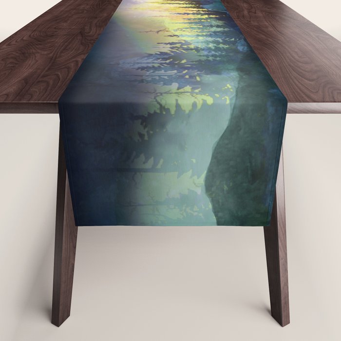 Mountain Lake Under Sunrise Table Runner Gallery Image 1