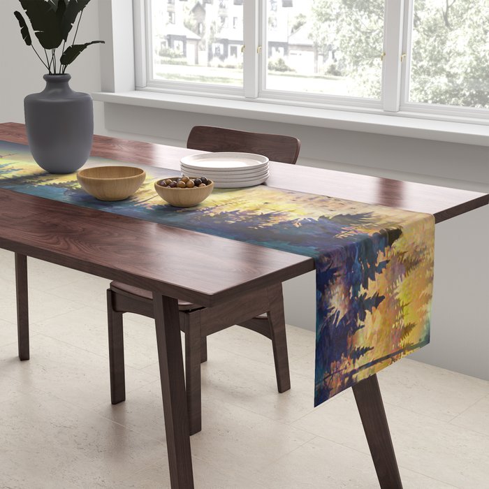 Mountain Lake Under Sunrise Table Runner Gallery Image 2