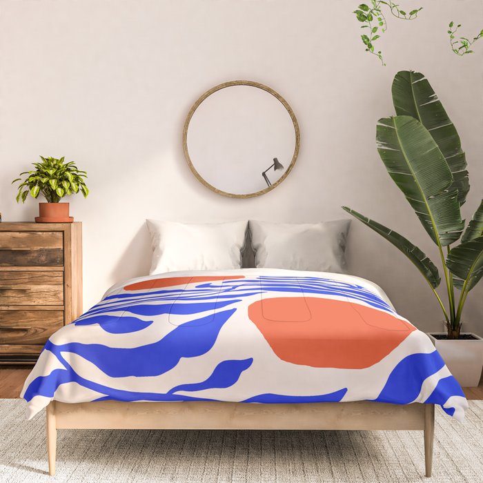 Blue and Orange Abstract Leaf Comforter Gallery Image 3