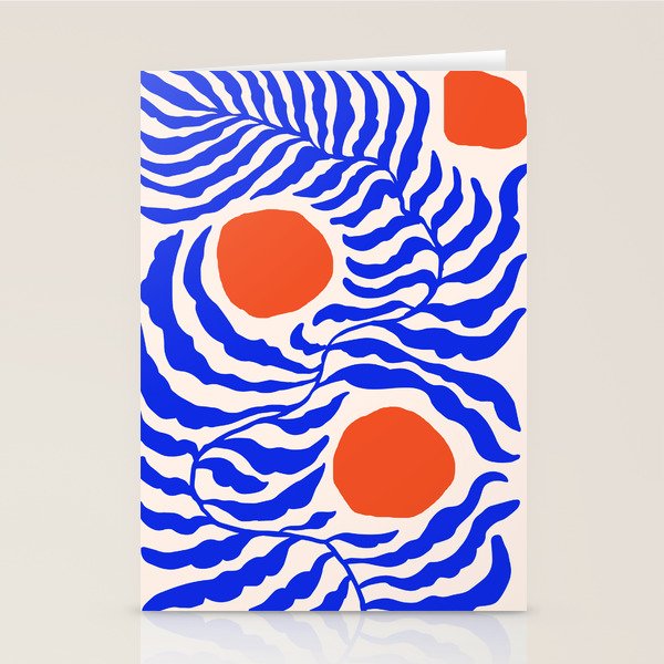 Blue and Orange Abstract Leaf Stationery Card Gallery Image 1