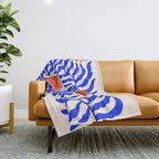 Blue and Orange Abstract Leaf Throw Blanket Gallery Image 1
