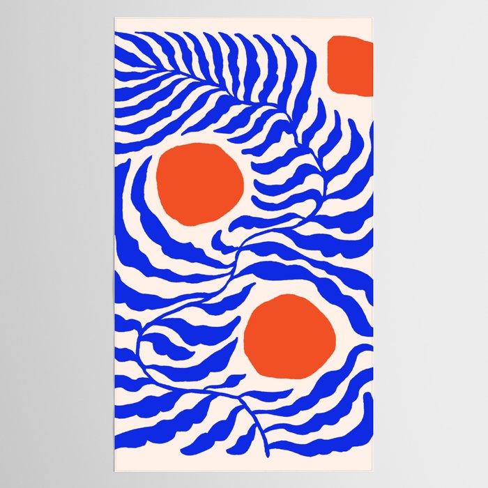 Blue and Orange Abstract Leaf Tablecloth Gallery Image 2
