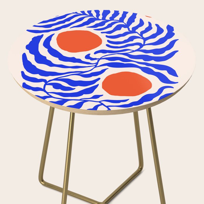 Blue and Orange Abstract Leaf Side Table Gallery Image 2