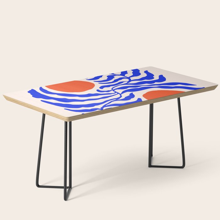 Blue and Orange Abstract Leaf Coffee Table Gallery Image 1