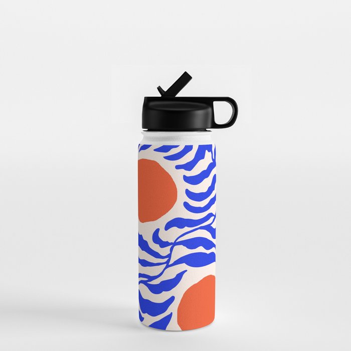 Blue and Orange Abstract Leaf Water Bottle Gallery Image 1