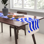 Blue and Orange Abstract Leaf Table Runner Gallery Image 2