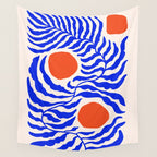Blue and Orange Abstract Leaf Wall Tapestry Gallery Image 4