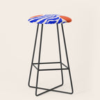 Blue and Orange Abstract Leaf Stool Gallery Image 1