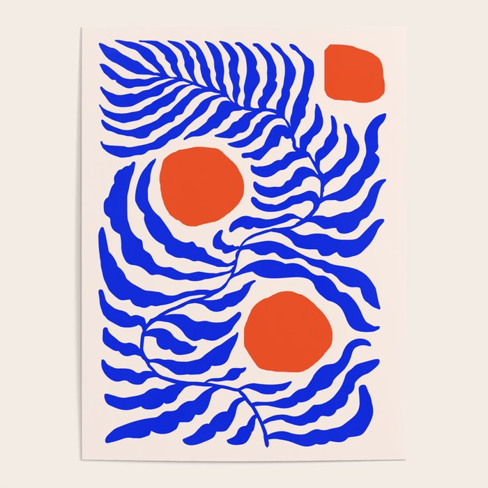 Blue and Orange Abstract Leaf Poster Gallery Image 4