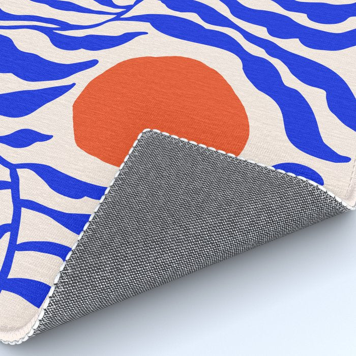 Blue and Orange Abstract Leaf Rug Gallery Image 4