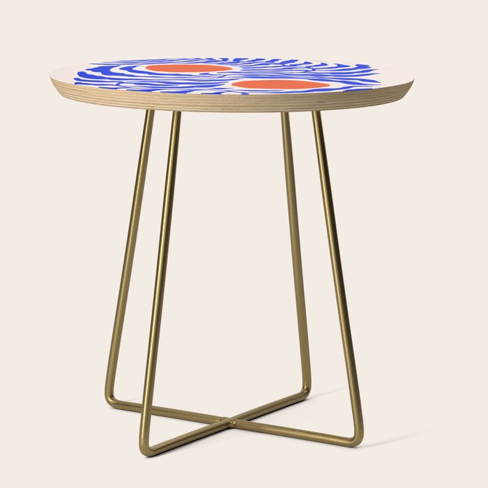 Blue and Orange Abstract Leaf Side Table Gallery Image 1