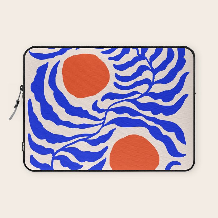 Blue and Orange Abstract Leaf Laptop Sleeve Gallery Image 1