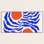 Blue and Orange Abstract Leaf Desk Mat Gallery Image 3